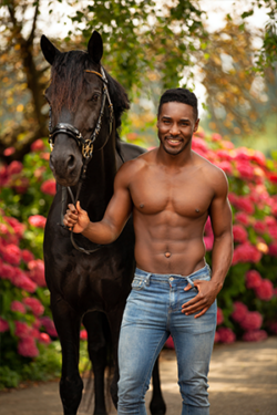 Canvasdoek mei Horse and Hunk kalender 2022