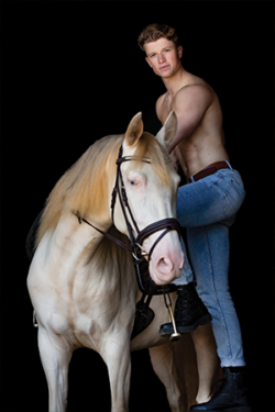 Canvasdoek oktober Horse and Hunk kalender 2023