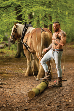 Canvasdoek april Horse and Hunk kalender 2023