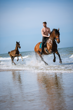 Canvasdoek juni Horse and Hunk kalender 2023