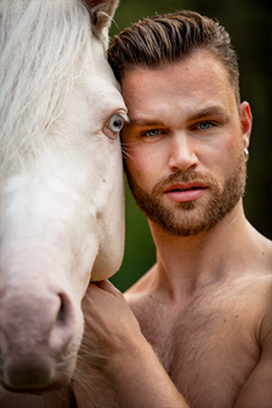 Canvasdoek februari Horse and Hunk kalender 2025
