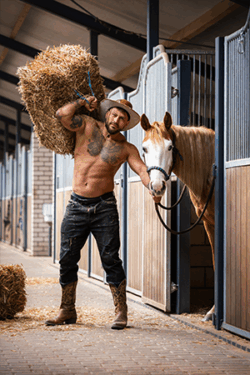 Canvasdoek februari Horse and Hunk kalender 2026